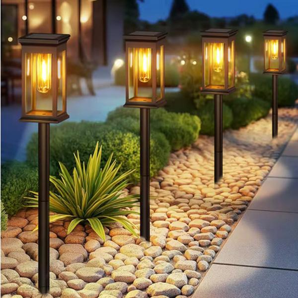KPSTEK Solar Pathway Lights Outdoor - Large LED Solar Light Outdoor Waterproof, Super Bright Outside Lights for Yard, Sun-Powered Landscape Lighting for Garden Walkway, Warm White