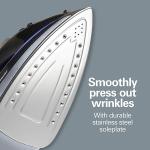 Hamilton Beach Steam Iron (14214) - For Clothes & Garment Steamer with Smooth Press Stainless Steel Soleplate, 1200 Watts, 8’ Retractable Cord, Black