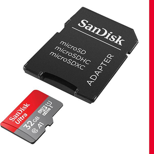 SanDisk 32GB Ultra microSDHC UHS-I Memory Card with Adapter - 120MB/s, C10, U1, Full HD, A1, Micro SD Card - SDSQUA4-032G-GN6MA