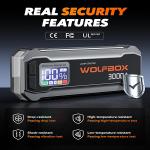 WOLFBOX 3000A Jump Starter - 12V Car Battery Jump Starter, 65W Quick Charge(Adapter Not Included) 16000mAh for 8L Gas 6L Diesel Engine