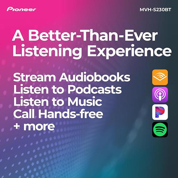 Pioneer MVH-S230BT Bluetooth Car Stereo with USB Inputs - Smartphone Connectivity, Hands-Free Calling