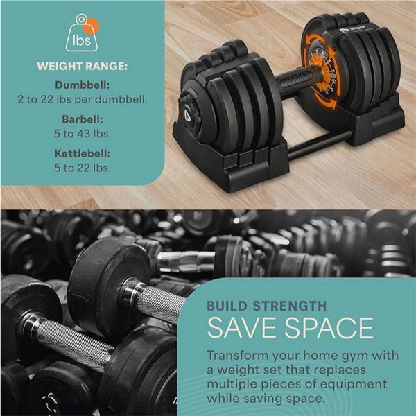 Lifepro 3-in-1 Weight Lifting System - 2 To 43 Lbs Kettlebel