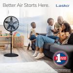 Lasko Oscillating Cyclone Pedestal Fan 1843 - Adjustable Height, Timer, Remote Control, 3 Speeds, for Bedroom, Living Room, Home Office, 18"