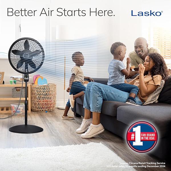 Lasko Oscillating Cyclone Pedestal Fan 1843 - Adjustable Height, Timer, Remote Control, 3 Speeds, for Bedroom, Living Room, Home Office, 18"