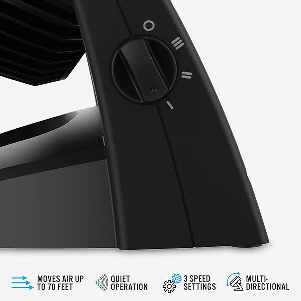 Vornado 630 Mid-Size Whole Room Air Circulator Fan - For Home, 3 Speeds, Adjustable Tilt, Removable Grill, 9 Inch (Black)