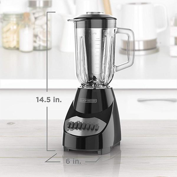 BLACK+DECKER 10-Speed Countertop Blender - Pulse Button, 6-Cup Glass Jar, Dishwasher-Safe, Stainless Steel Blade, Suction Feet (Glass)