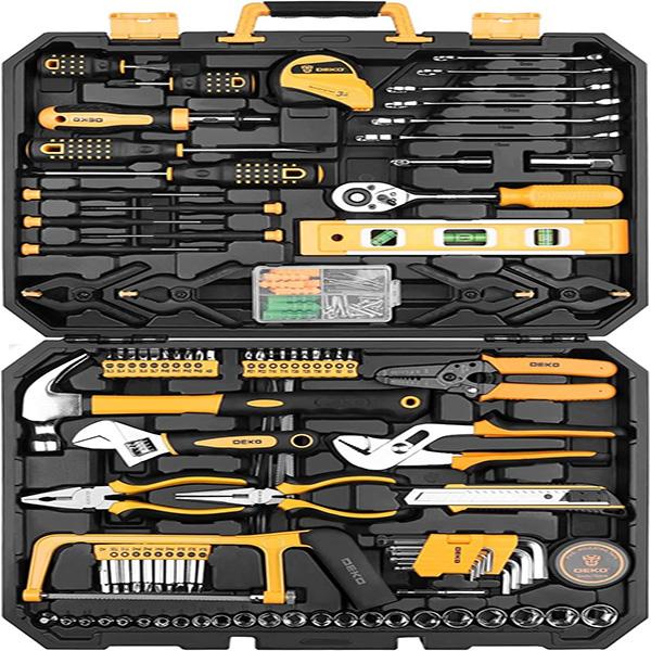 DEKOPRO 228 Piece Socket Wrench Auto Repair Tool Combination Package - Mixed Tool Set, Hand Tool Kit with Plastic Toolbox Storage Case