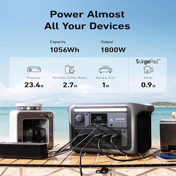 Anker SOLIX C1000 Portable Power Station, 1800W (Peak 2400W) - Full Charge in 58 Min, 1056wh LiFePO4 Battery for Home Backup