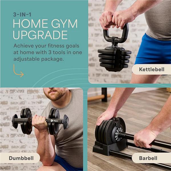 Lifepro 3-in-1 Weight Lifting System - 2 To 43 Lbs Kettlebel