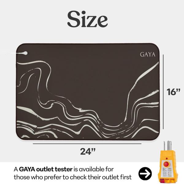 GAYA Grounding Earth Mat for Feet - For Sleep Improvement, Back Pain Relief, Muscle Relaxation & Stress, Ground for Desk, Bedding Pad (24''X16'')