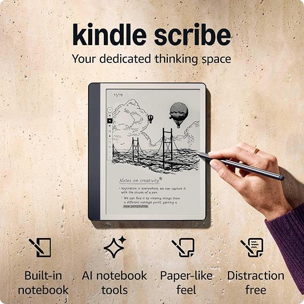 Amazon Kindle Scribe -  With built-in AI notebook summarization | Your notes, documents and books, all in one place | Includes Premium Pen