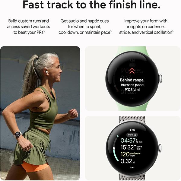 Google Pixel Watch 3 (Latest Model) Android Smartwatch - Heart Rate Tracking, Fitbit Advanced Running, Fitness Insights, 24-Hour Battery, Aluminum Case, Wi-Fi
