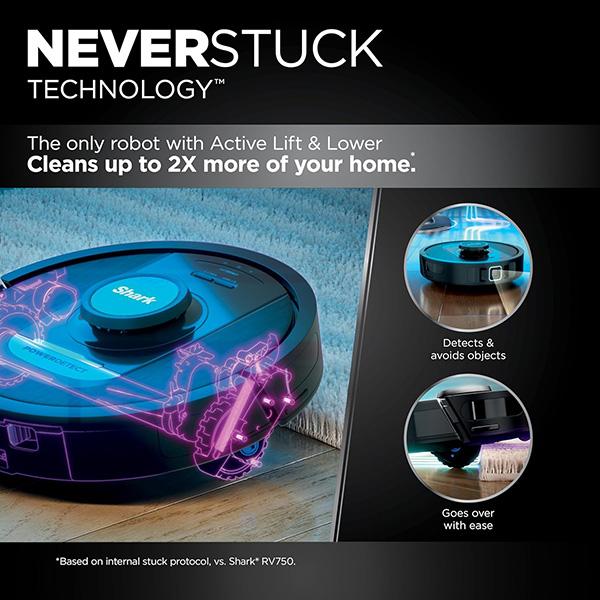 Shark PowerDetect Self-Empty Robot Vacuum with NeverStuck Technology (AV2820S) - Auto Deep-Clean Carpets & Hardfloors, 30 Day Capacity HEPA Bagless Base, WiFi