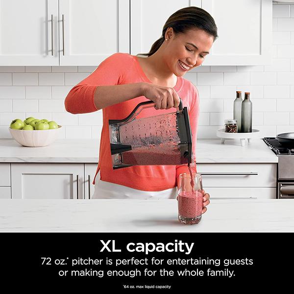 Ninja BL610 Professional 72oz Countertop Blender - 1000-Watt Base, Total Crushing Technology for-Smoothies, Ice & Frozen Fruit (Black)