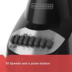 BLACK+DECKER 10-Speed Countertop Blender - Pulse Button, 6-Cup Glass Jar, Dishwasher-Safe, Stainless Steel Blade, Suction Feet (Glass)