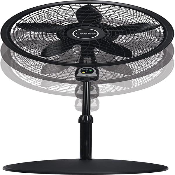 Lasko Oscillating Cyclone Pedestal Fan 1843 - Adjustable Height, Timer, Remote Control, 3 Speeds, for Bedroom, Living Room, Home Office, 18"