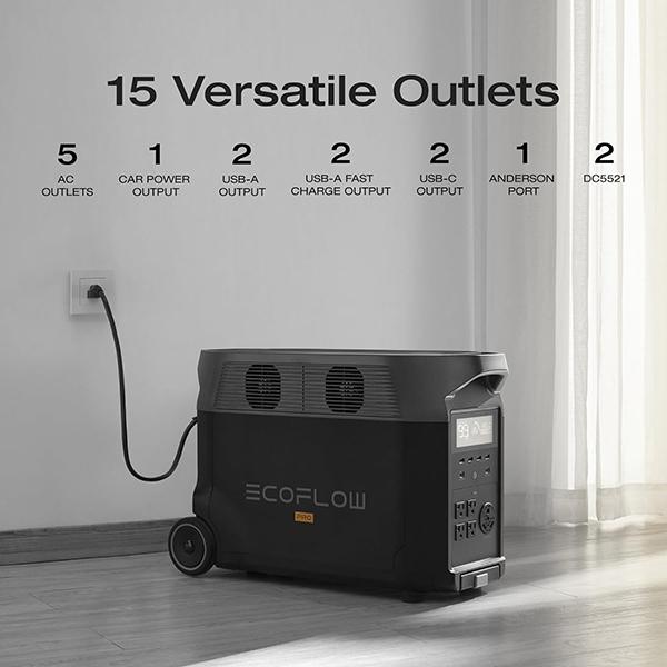 ECOFLOW Portable Power Station 3600Wh DELTA Pro - 120V AC Outlets, 3600W, 2.7H Fast Charge, Solar Generator for Home Use, Camping, RV & Emergencies