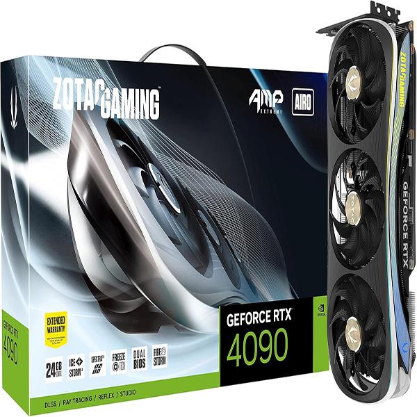 ZOTAC Gaming GeForce RTX 4090 AMP Extreme AIRO 24GB GDDR6X - 384-bit, 21 Gbps, PCIE 4.0 Graphics Card, IceStorm 3.0 Advanced Cooling, Spectra 2.0 RGB Lighting, ZT-D40900B-10P