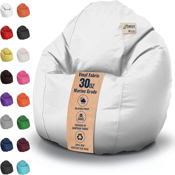 Bean Products Waterproof Large Vinyl Marine Grade Boat Bean Bag Chair | Filled w/Polystyrene Beads & CertiPUR Foam | Made in USA | 36”W, 36”L, 40”H | 2 Sizes | Adults, Teens & Kids