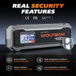 WOLFBOX 4000A Jump Starter - 12V Car Battery Jump Starter with 65W Quick Charger, LED Display, 24000mAh