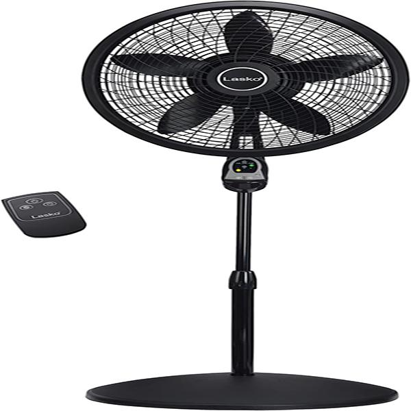 Lasko Oscillating Cyclone Pedestal Fan 1843 - Adjustable Height, Timer, Remote Control, 3 Speeds, for Bedroom, Living Room, Home Office, 18"