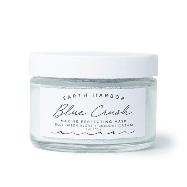 Earth Harbor BLUE CRUSH Marine Perfecting Mask - Natural & Nontoxic, Organic Blue Green Algae, Coconut Cream & Indigo, Exfoliates & Nourishes, 2oz