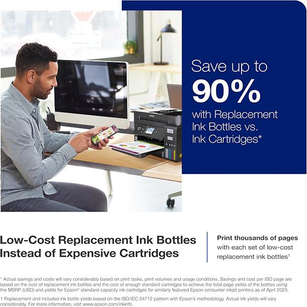 Epson EcoTank ET-4850 Wireless All-in-One Cartridge-Free Supertank Printer - with Scanner, Copier, Fax, ADF and Ethernet – Black