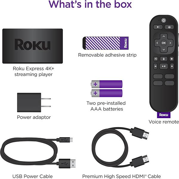 Roku Express Streaming Stick 4K - Roku Streaming Device 4K/HDR with Voice Remote, Free & Live TV
