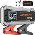 WOLFBOX 3000A Jump Starter - 12V Car Battery Jump Starter, 65W Quick Charge(Adapter Not Included) 16000mAh for 8L Gas 6L Diesel Engine