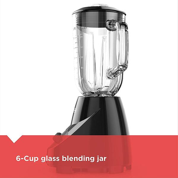 BLACK+DECKER 10-Speed Countertop Blender - Pulse Button, 6-Cup Glass Jar, Dishwasher-Safe, Stainless Steel Blade, Suction Feet (Glass)