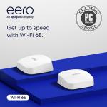 Eero Pro 6E mesh wifi system - Supports internet plans up to 2.5 Gbps, Coverage up to 4,000 sq. ft., Connect 100+ devices, 2-pack (White)