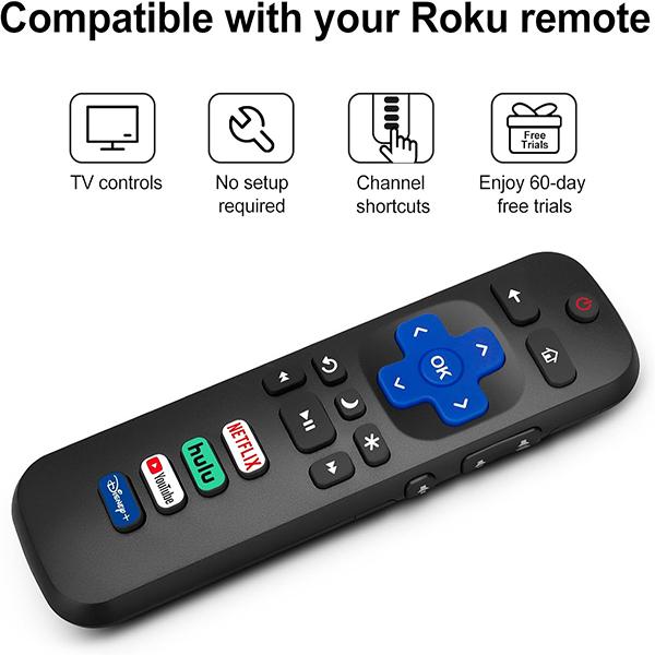Replacement Remote Control Roku TV (Pack of 2) - Compatible for TCL Roku/Hisense Roku/Onn Roku/Philips Roku Smart TVs (Not for Roku Stick and Box)