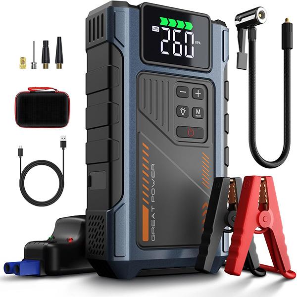 Geeneu Car Battery Charger Jump Starter with Air Compressor 4500A - For Car, Battery Portable Booster Jump Pack, 12V Jumpstart Combo 150PSI Tire Inflator Air Pump(Up to 8.5L Gas/7.0L Diesel)