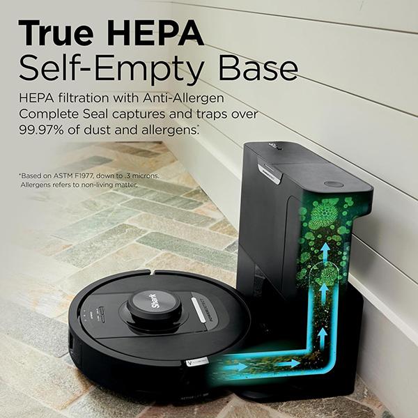 Shark PowerDetect Self-Empty Robot Vacuum with NeverStuck Technology (AV2820S) - Auto Deep-Clean Carpets & Hardfloors, 30 Day Capacity HEPA Bagless Base, WiFi
