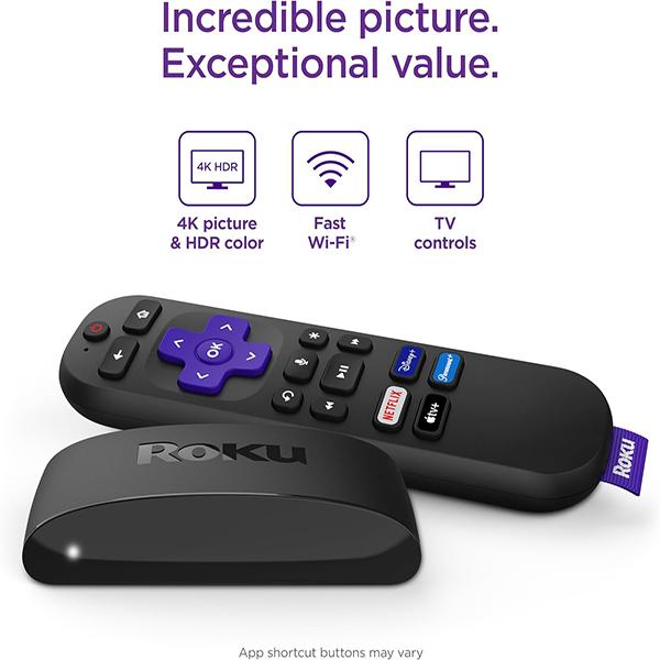 Roku Express Streaming Stick 4K - Roku Streaming Device 4K/HDR with Voice Remote, Free & Live TV