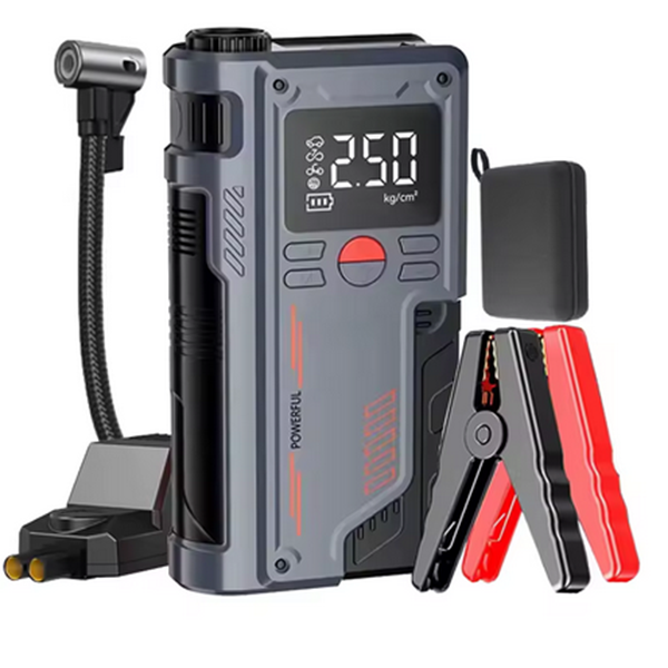 EAFC Electric Tire Pump with Light Jump Starter - Portable Car Inflator Pump Power Display Air Compressor for Car 150PSI