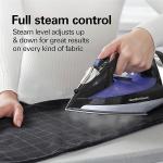 Hamilton Beach Steam Iron (14214) - For Clothes & Garment Steamer with Smooth Press Stainless Steel Soleplate, 1200 Watts, 8’ Retractable Cord, Black