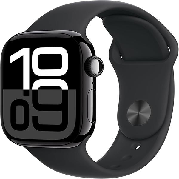 Apple Watch Series 10 (MWWE3LW/A) Smartwatch - with Jet Black Aluminium Case with Black Sport Band, GPS, Sleep Tracker