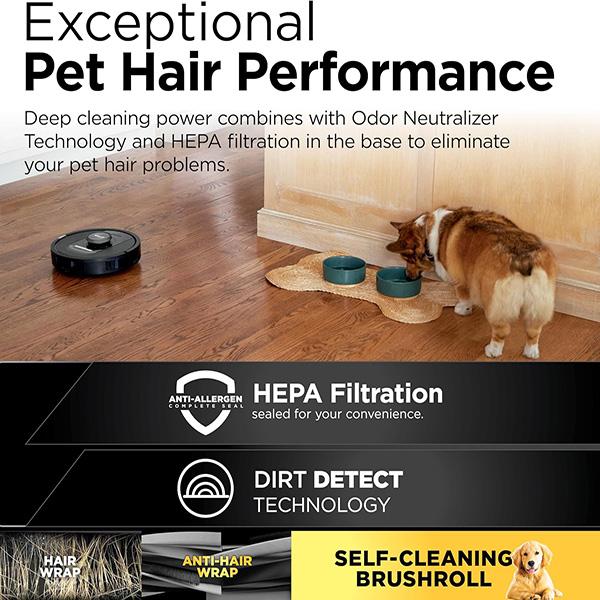 Shark PowerDetect Self-Empty Robot Vacuum with NeverStuck Technology (AV2820S) - Auto Deep-Clean Carpets & Hardfloors, 30 Day Capacity HEPA Bagless Base, WiFi