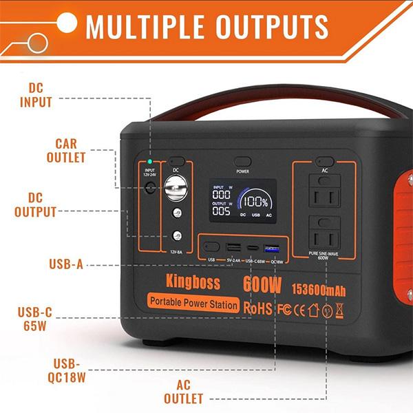 Kingboss Portable Power Station 110V/600W 568Wh Lithium Battery