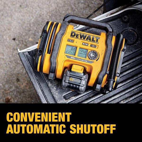 DEWALT 20V MAX Tire Inflator - Compact & Portable, Automatic Shut Off, LED Light, Bare Tool Only (DCC020IB)
