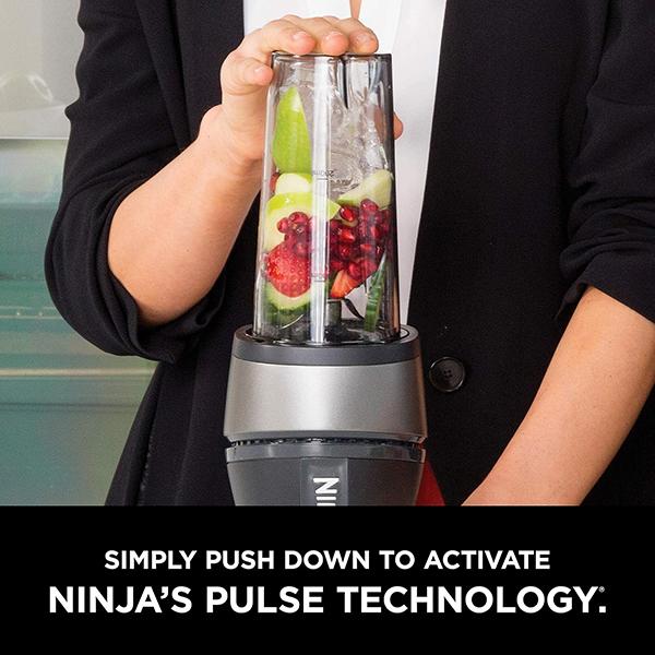 Ninja QB3001SS Fit Compact Personal Blender - Portable Blender for Smoothies, Shakes, Food Prep, & Frozen Blending, 700-Watt Base, 16-oz. (Black)