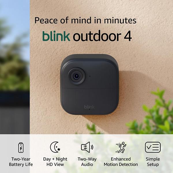 Blink Outdoor 4 Wireless Smart Security Camera - Two-year battery life, 1080p HD day and infrared night live view, two-way talk, Sync Module Core included, 2 camera system