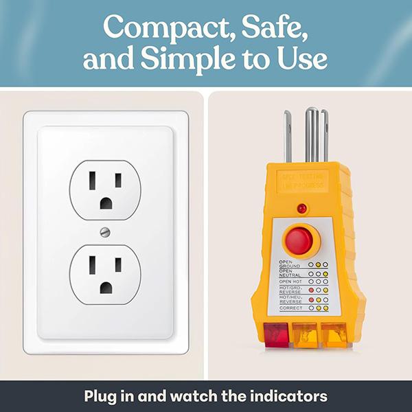 GAYA Grounding Outlet Tester Earthing for Grounding Products - Electric Outlet Testing Plug in, GFCI Test, Receptacle & Plug Testers, Circuit, Socket Power Check