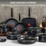 T-fal Ultimate Hard Anodized Nonstick Cookware Set 17 Piece - Oven Broiler Safe 400F, Kitchen Cooking Set w/Fry Pans, Saucepans, Saute Pan, Griddle, Pots & Pans, Dishwasher Safe (Black)