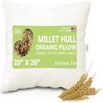 Bean Products Bed Pillow For Sleeping – Organic Millet Fill with Organic Cotton Fabric, Soft Head Pillow, Eco-Friendly, Breathable, and Durable Sleep Aid, Made in The USA