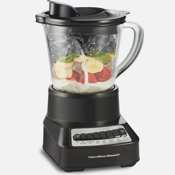 Hamilton Beach Wave Crusher Blender (54220) - For Smoothies, 40oz Glass Jar & 14 Functions, 700watts, Stainless Steel, Black