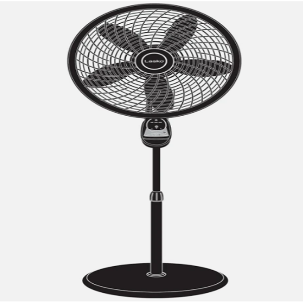 Lasko Oscillating Cyclone Pedestal Fan 1843 - Adjustable Height, Timer, Remote Control, 3 Speeds, for Bedroom, Living Room, Home Office, 18"