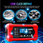 EAFC Car Battery Charger 12V 6A - Intelligent Fast Charging Pulse Full Auto-Stop Dual-Mode