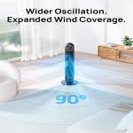 Dreo Tower Fan - 28dB Quiet Floor Fan, 90° Oscillating for Indoors with 4 Speeds, Black (DR-HTF007)